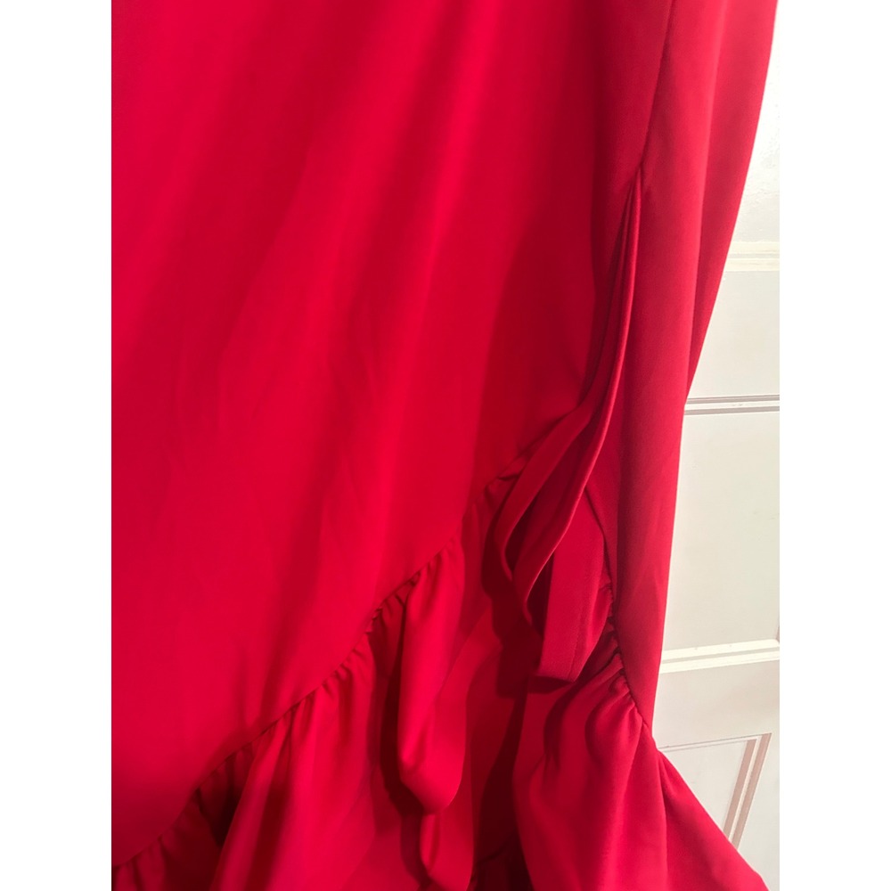 Betsy & Adam Red Ruffle-Hem Prom Gown - Picture 5 of 11